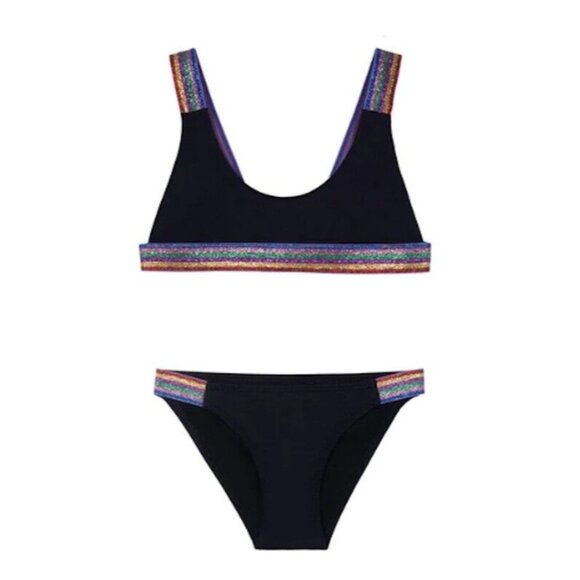 NWT PIlyq 2 Girls Midnight Gold Rainbow Bikini 110781